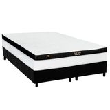Cama Box Queen: Colchão Molas Masterpocket Ensacadas Luckspuma Gold Line Elastic Gel + Base Crc Suede Black (158x198)