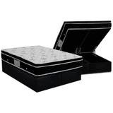 Cama Box Baú King Colchão Molas Bonnel Ortobom Nanolastic Physical Spring + Base Crc Courano Black(186x198)