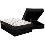 Cama Box Baú King Colchão Espuma D45 Ortobom Light Saúde Ortopillow + Base Crc Courano Black(193x203)