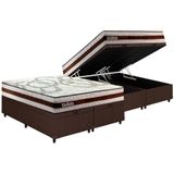 Cama Box Baú King: Colchão Anatômico Paropas D45 Paropas Resiste Hotel Df 22 + Base Universal Linhão Brown Crc (193x203)