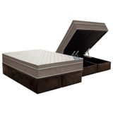 Cama Box Baú King Colchão Molas Ensacadas Ortobom Superpocket Light Ortopillow + Base Crc Suede Brown(186x198)