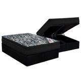 Cama Box Baú King Colchão Molas Bonnel Ortobom Nanolastic Fort Tech Iso + Base Crc Suede Black(193x203)