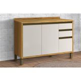 Gabinete P- Pia Cozinha Balcão C- Tampo Tempranillo C- 2 Portas E 3 Gavetas 120cm Amendoa-off White - Ronipa
