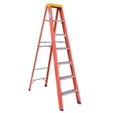 Kit Com 180 Escadas Em Fibra Tesoura 6 Degraus 2,10m Com Patamar Simples Wbertolo Laranja
