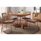 Conjunto: Mesa De Cozinha Átria 1593 Aço C/ Tampo Madeirado 90x90cm E 4 Cadeiras Lux Rose/freijó/nogal - Rose/areia - Caramelo - Carraro