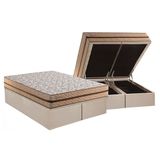 Cama Box Baú Queen: Colchão Molas Masterpocket Ensacadas Paropas Basic + Base Crc Suede Clean (158x198)