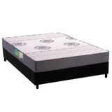 Cama Box Casal: Colchão Espuma D45 Polar Pérola Grey + Base Crc Suede Black (138x188)