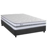 Cama Box Casal: Colchão Molas Ensacadas Herval Parma + Base Crc Suede Gray (138x188)