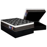 Cama Box Baú Casal: Colchão Ortopédico Plumatex D33 Selectus + Base Crc Suede Black (138x188)