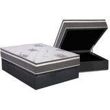 Cama Box Baú Casal: Colchão Espuma D45 Polar D33 Pérola Premium + Base Crc Suede Gray (138x188)
