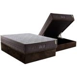 Cama Box Baú Casal: Colchão Molas Ensacadas D Angelis Anjos New King Brown + Base Crc Suede Brown (138x188)