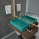 Kit Cuba Rt55 Com Torneira Luxo 1195 Metal E Válvula Click 1 Polegada E Meia E Sifão Cromado E Flexí Azul Turquesa