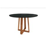Mesa Multiuso Cozinha Elma Madeira Maciça C/ Tampo Madeirado C/ Vidro 105x105cm Carvalho/preto Fosco/vidro Preto - Kappesberg