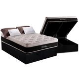 Cama Box Baú Queen: Colchão Molas Masterpocket Ensacadas Herval Maxspring Marselha + Base Crc Suede Black (158x198)