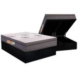 Cama Box Baú Queen: Colchão Ortopédico Polar D28 Orthopremium Grey + Base Crc Suede Black (158x198)