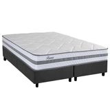 Cama Box Queen: Colchão Molas Ensacadas Herval Parma + Base Crc Suede Gray (158x198)