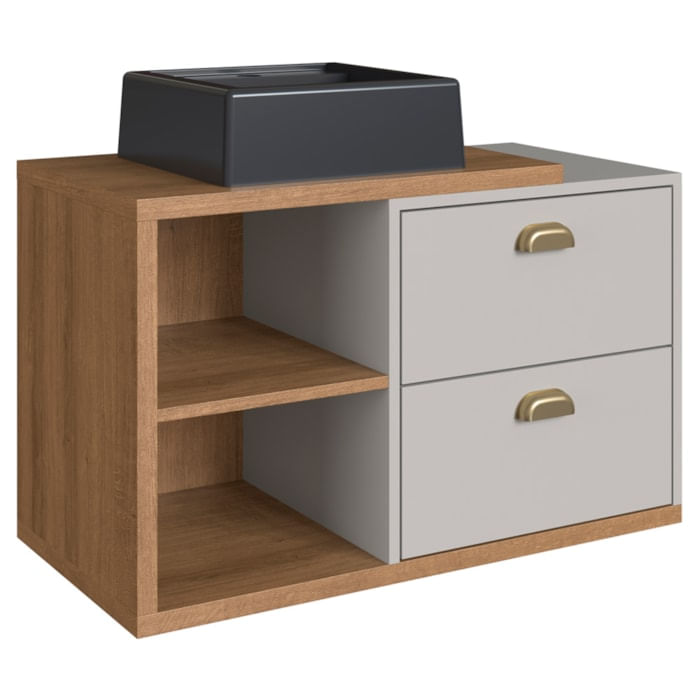 Gabinete Suspenso 80 Cm Com Cuba Preta Bl8240 Mell Arenas Faem