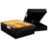 Cama Box Baú Queen: Colchão Ortopédico D Angelis Anjos D28 / Ag65 Pantanal Black + Base Crc Suede Black (158x198)