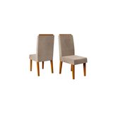 Kit 2 Cadeiras Sala Jantar Lia 2 Un Freijó/suede Kraft Bege - Dj Móveis