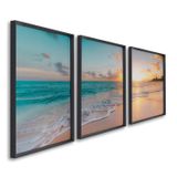Quadro Decorativo Paisagem Praia, Mar E Pôr Do Sol 60x90cm Para Sala, Casa De Praia, Banheiro Preto