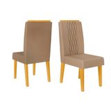 Kit 2 Cadeiras Sala Jantar Lia 2 Un Cedro/suede Kraft Bege - Dj Móveis