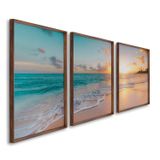 Quadro Decorativo Paisagem Praia, Mar E Pôr Do Sol 60x90cm Para Sala, Casa De Praia, Banheiro Marrom