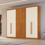 Guarda-roupa Casal 6 Portas Com 2 Portas Ripadas 6 Gavetas Cinamomo/off White
