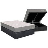 Cama Box Baú Queen: Colchão Molas Masterpocket Ensacadas Orthoflex Orvieto New + Base Crc Suede Gray (158x198)
