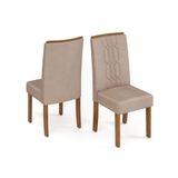 Kit 2 Cadeiras Sala Jantar Zoe 2 Un Cedro/suede Creme - Dj Móveis