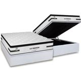 Cama Box Baú Casal: Colchão Molas Masterpocket Ensacadas Plumatex Liz Premium D33 + Base Crc Courano White (138x188)