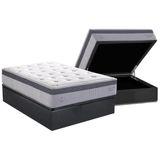 Cama Box Baú Casal: Colchão Molas Masterpocket Ensacadas Herval Serenity Dream C1663 + Base Crc Suede Gray (138x188x35)