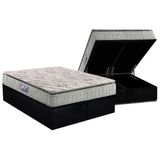 Cama Box Baú Queen: Colchão Espuma D33 D Angelis Anjos Orthosono One Face + Base Crc Suede Black (158x198)