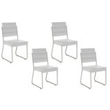 Kit 4 Cadeiras Sala Jantar 1736 4 Uni Prata/courino Branco - Carraro