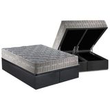 Cama Box Baú Queen: Colchão Molas Superpocket Ensacadas D Angelis Anjos Royal + Base Crc Suede Gray (158x198)