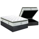 Cama Box Baú Casal: Colchão Molas Masterpocket Ensacadas Herval Imperatore Gold C1655 + Base Crc Suede Gray (138x188x34)
