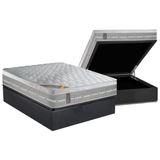 Cama Box Baú Casal: Colchão Molas Pocket Ensacadas Castor Premium Gel + Base Crc Suede Gray (138x188)