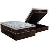 Cama Box Baú Casal: Colchão Molas Superpocket Ensacadas Ortobom Sleep King Látex + Base Crc Suede Brown (138x188)