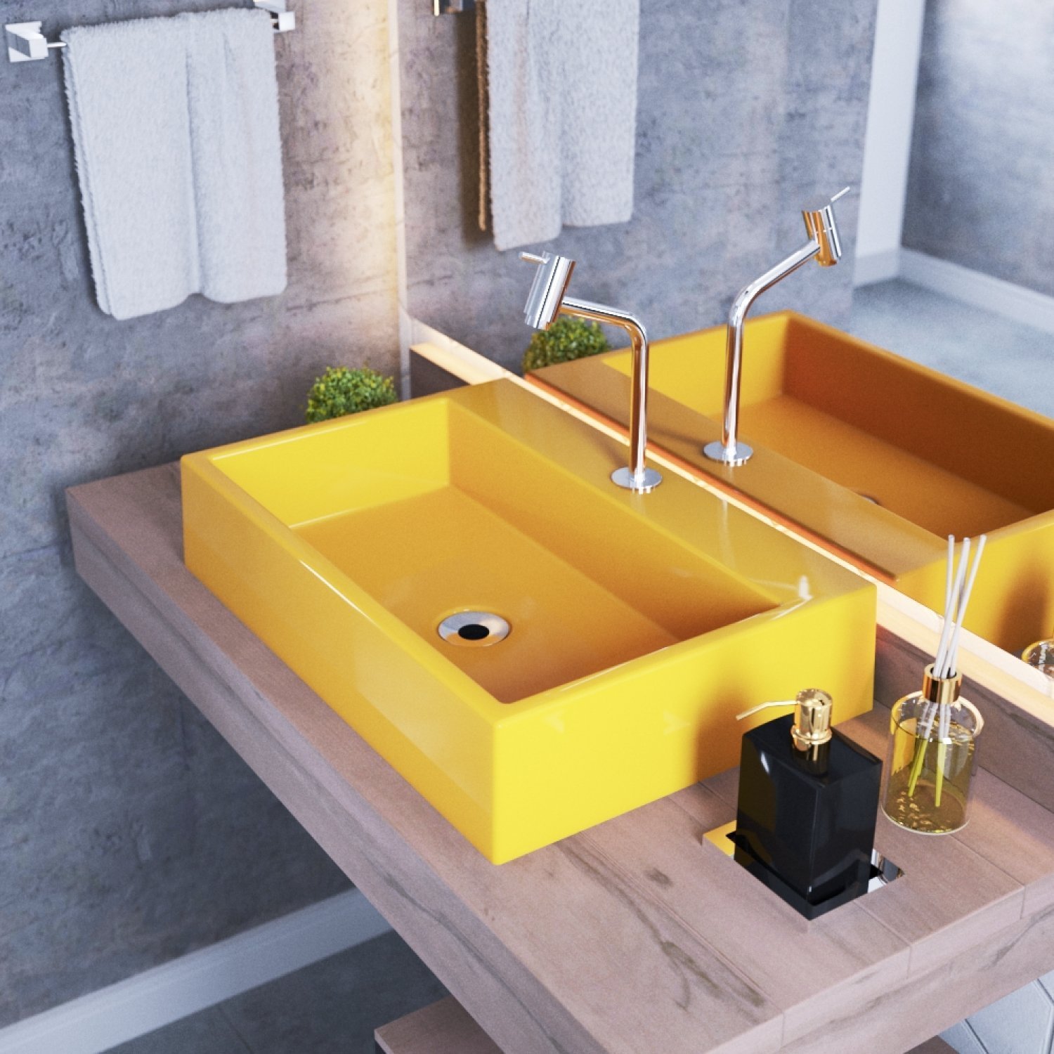 Kit Cuba Rt55 Com Torneira Pratika 1060 Metal E Válvula 1 Polegada Compace Amarelo