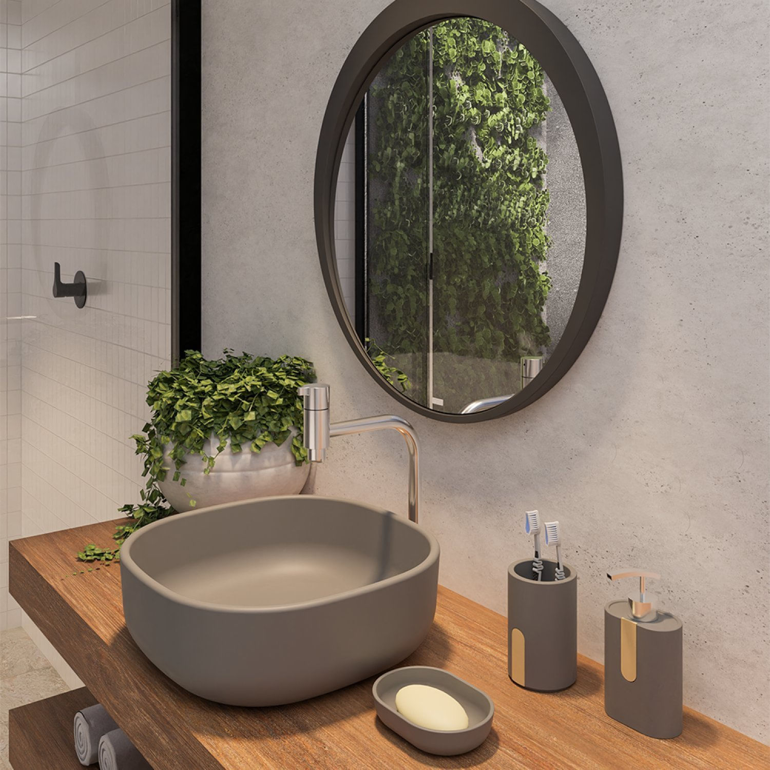 Cuba Persona Resina Concreto 36,5x36,5x13cm Cinza Concreto