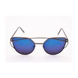 OCULOS DE SOL DROP ME LAS GATINHO ARCO METAL GRAFITE ESPELHADO AZUL