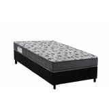 Cama Box Solteiro: Colchão Ortopédico Ortobom D33 Anatômico Iso 100 Ultra Firme + Base Crc Suede Black (78x188)