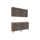 Cozinha Modulada Completa Bella 4 Peças (2aéreos+2balcões) 160cm Freijo/titanium - Mgm
