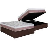 Cama Box Baú Casal: Colchão Molas Masterpocket Ensacadas Herval Maxspring Coimbra + Base Crc Courano Brown (138x188)