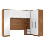 Quarto Modulado Casal Irlanda 6 Peças (3 Armários + 1 Ponte Aérea + 2 Complementos) Qcm163 Amendola/branco - Demóbile