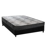 Cama Box Casal: Colchão Espuma D45 Paropas Pasquale Wave Black + Base Crc Suede Black (138x188)