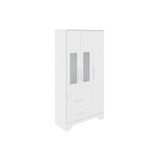 Guarda Roupa 3 Portas Popy Retrô C/ (2 C/ Petg) E 2 Gavetas Branco - Peroba