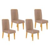 Kit 4 Cadeiras Sala Jantar Lia 4 Un Cedro/suede Kraft - Dj Móveis