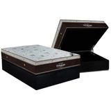 Cama Box Baú Casal: Colchão Molas Superpocket Ensacadas Ortobom Sleep King + Base Crc Suede Black (138x188)