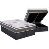 Cama Box Baú Queen: Colchão Espuma D45 Polar D33 Pérola Premium + Base Crc Suede Gray (158x198)