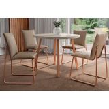 Conjunto: Mesa De Cozinha Stellar 1599 Aço C/ Tampo Madeirado 100cm E 4 Cadeiras Soft Rose/petra - Rose/areia - Carraro